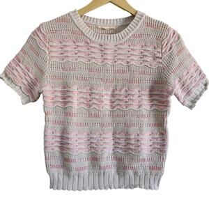 Mystree Pastel Cotton Short Sleeve Sweater Size Small